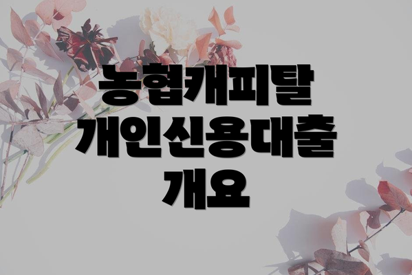 농협캐피탈 개인신용대출 개요