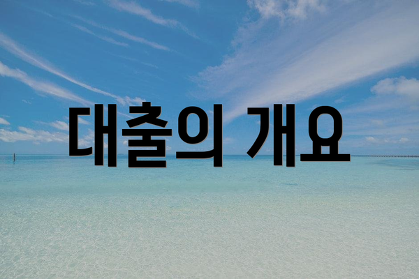 대출의 개요