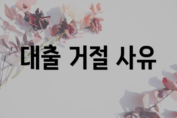 대출 거절 사유