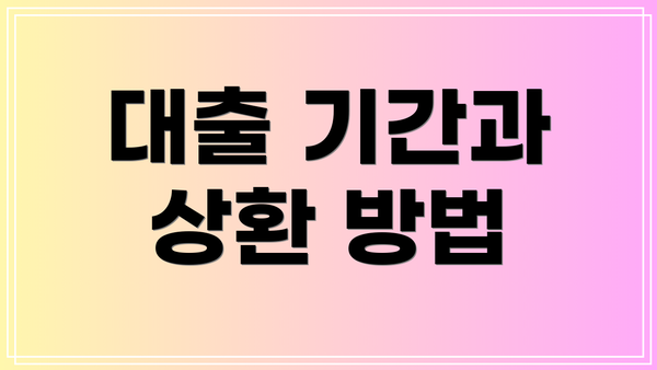 대출 기간과 상환 방법
