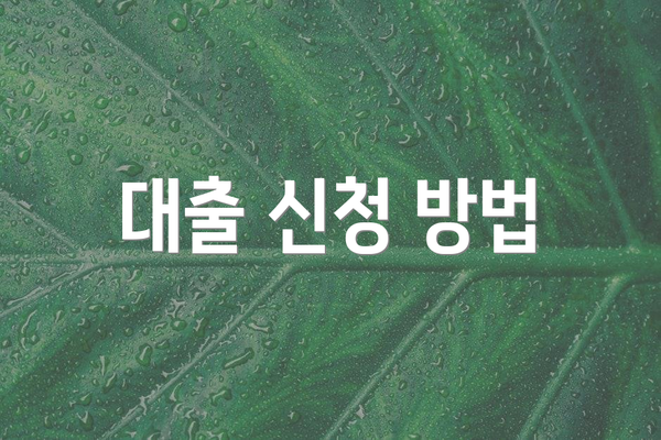 대출 신청 방법