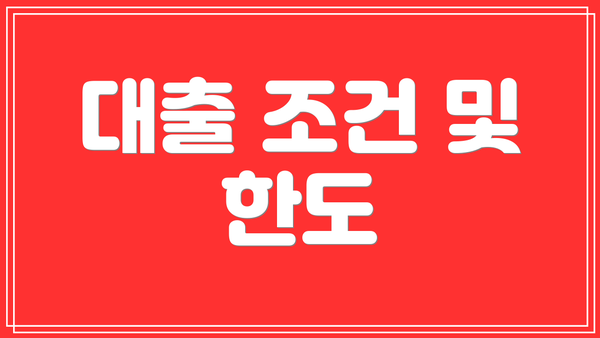 대출 조건 및 한도