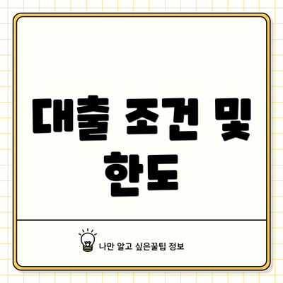 대출 조건 및 한도