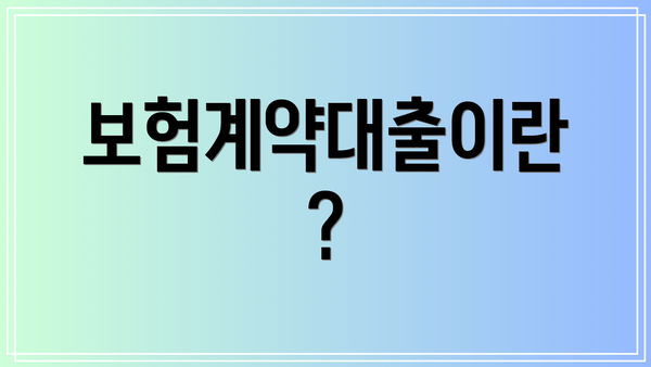 보험계약대출이란?
