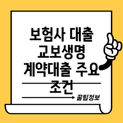 보험사 대출 교보생명 계약대출 주요 조건