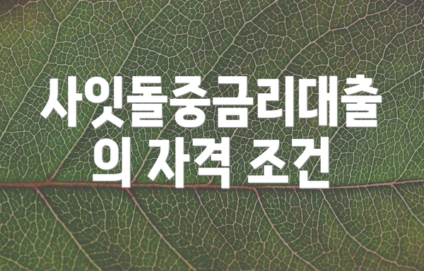 사잇돌중금리대출의 자격 조건