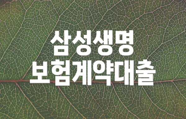 삼성생명 보험계약대출