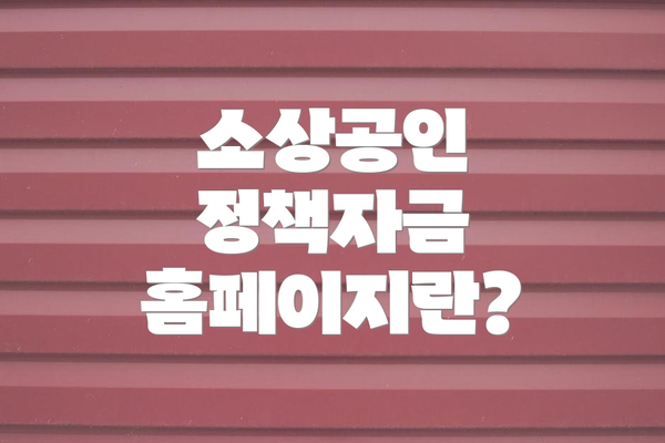소상공인 정책자금 홈페이지란?