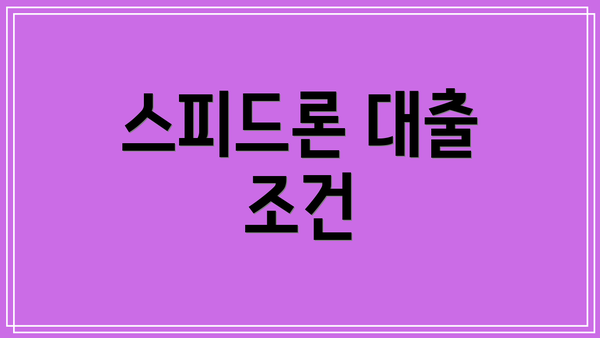 스피드론 대출 조건