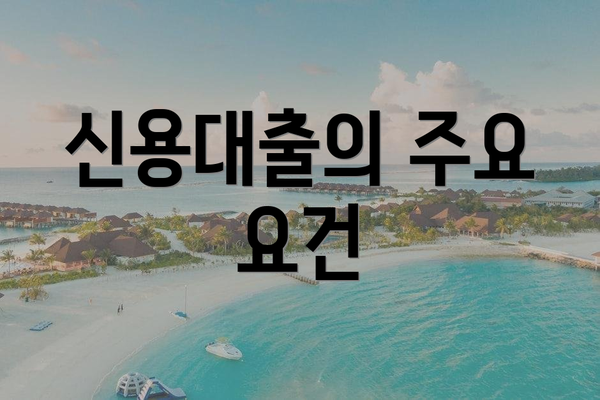 신용대출의 주요 요건