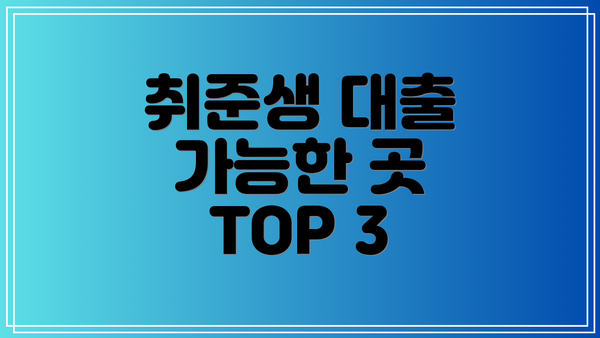취준생 대출 가능한 곳 TOP 3