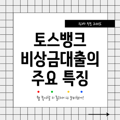 토스뱅크 비상금대출의 주요 특징