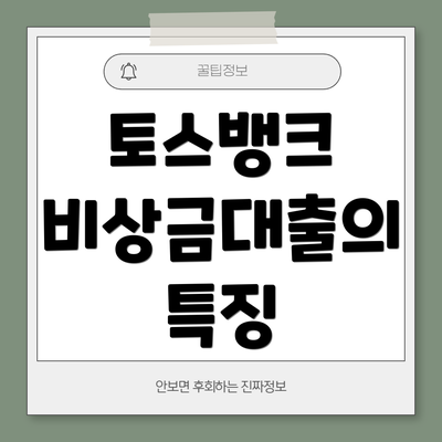 토스뱅크 비상금대출의 특징