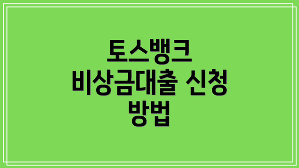토스뱅크 비상금대출 신청 방법
