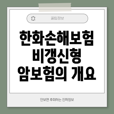 한화손해보험 비갱신형 암보험의 개요