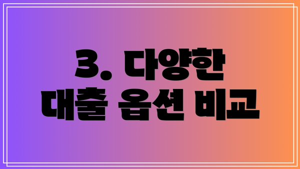 3. 다양한 대출 옵션 비교