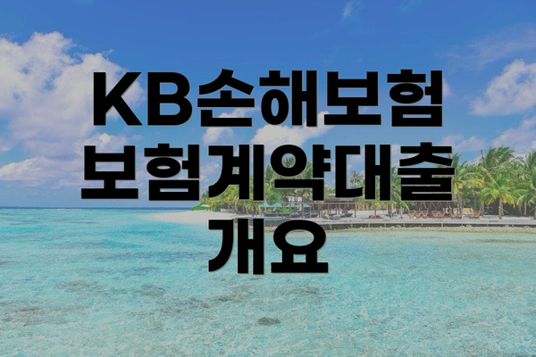 KB손해보험 보험계약대출 개요