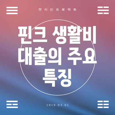 핀크 생활비 대출의 주요 특징