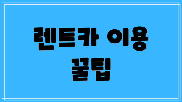 렌트카 이용 꿀팁