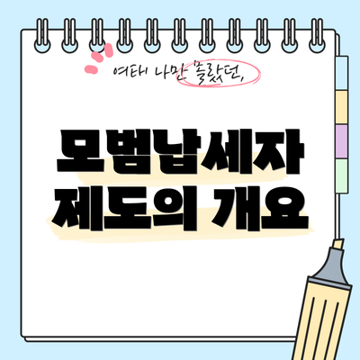 모범납세자 제도의 개요