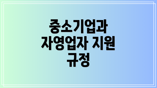 중소기업과 자영업자 지원 규정