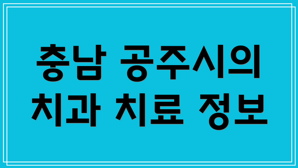충남 공주시의 치과 치료 정보