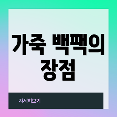 가죽 백팩의 장점