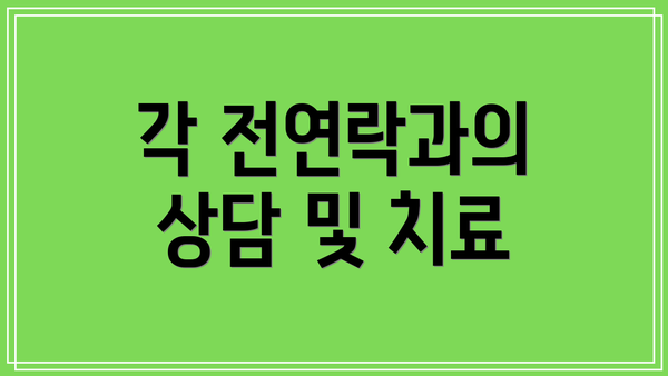 각 전연락과의 상담 및 치료