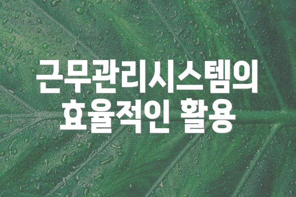 근무관리시스템의 효율적인 활용