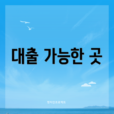 대출 가능한 곳