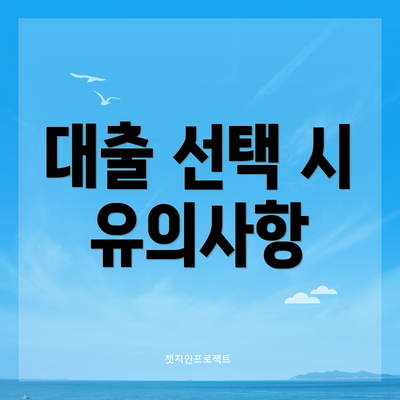 대출 선택 시 유의사항