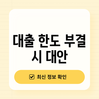 대출 한도 부결 시 대안