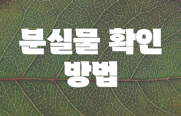 분실물 확인 방법