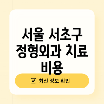 서울 서초구 정형외과 치료 비용
