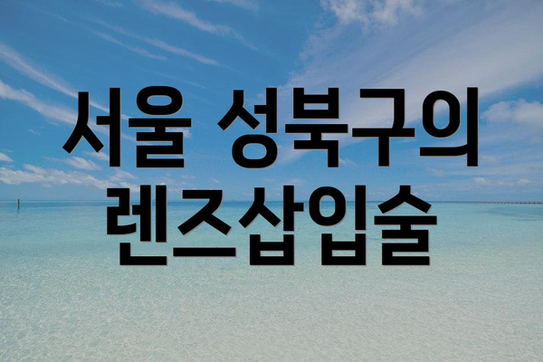 서울 성북구의 렌즈삽입술