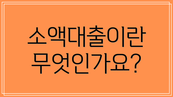 소액대출이란 무엇인가요?