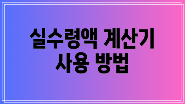 실수령액 계산기 사용 방법