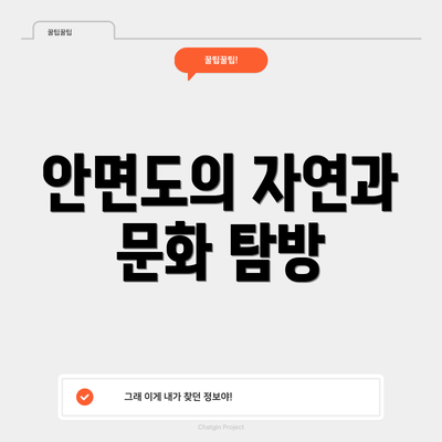 안면도의 자연과 문화 탐방