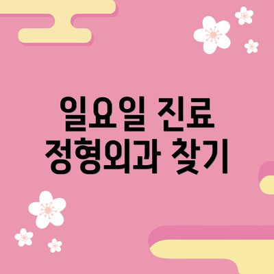 일요일 진료 정형외과 찾기