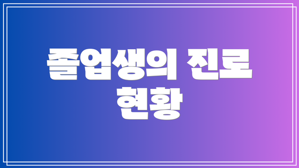 졸업생의 진로 현황