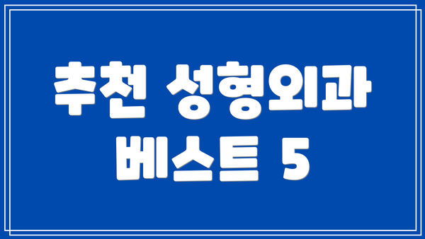 추천 성형외과 베스트 5
