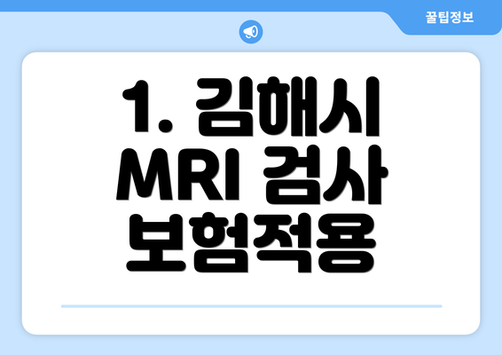 1. 김해시 MRI 검사 보험적용